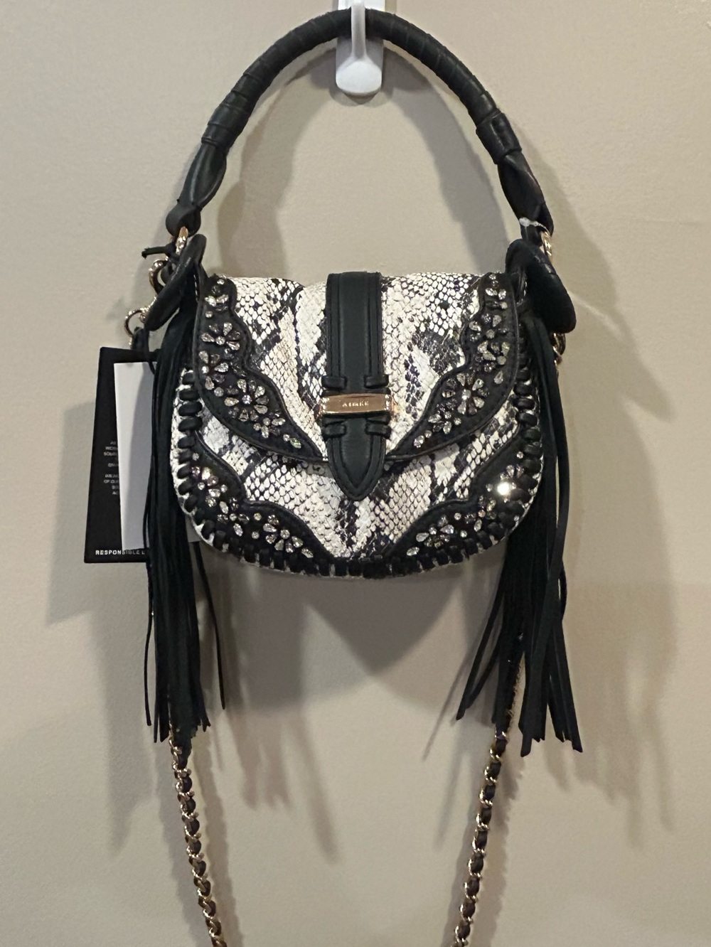 Aimee Vanilla Snake Jeweled Willow Novelty Mini Crossbody - Picture 11 of 13